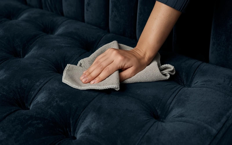 مبل مخمل با دستمال میکروفایبر