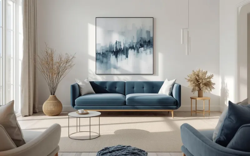 رنگ پارچه مبل آبی در دکوراسیون، نشان‌دهنده آرامش روانشناختی