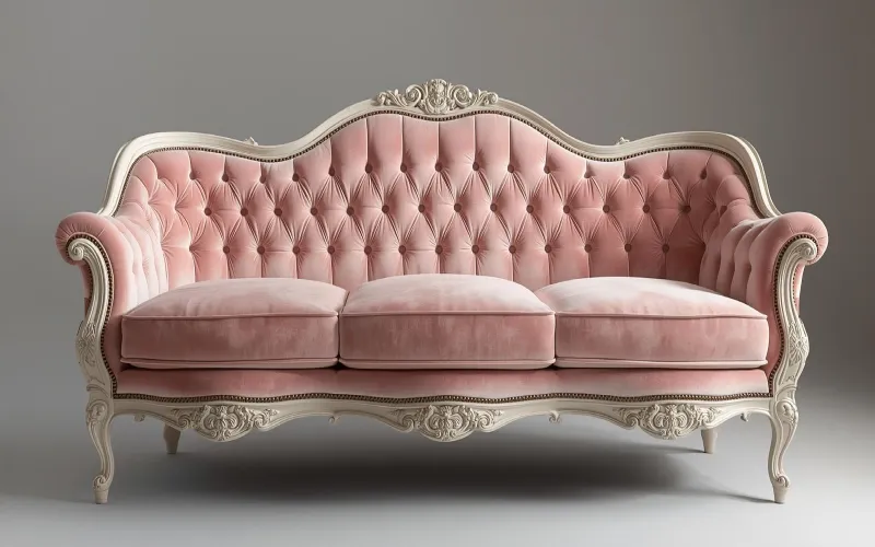 مبل فرانسوی با رنگ صورتی پاستیلی