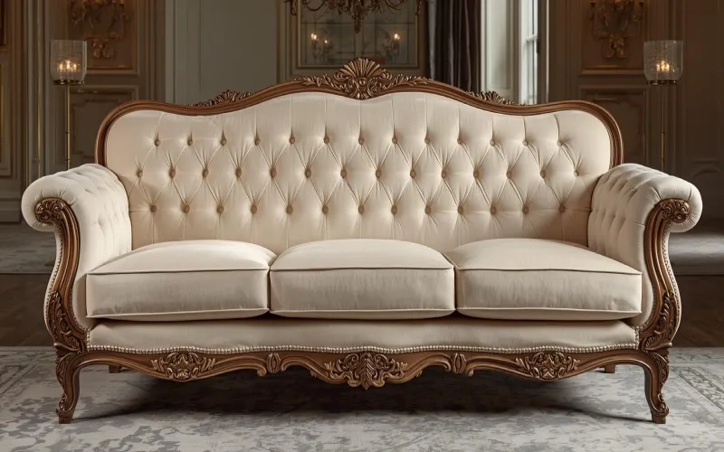 مبل فرانسوی با رنگ کرم پودری