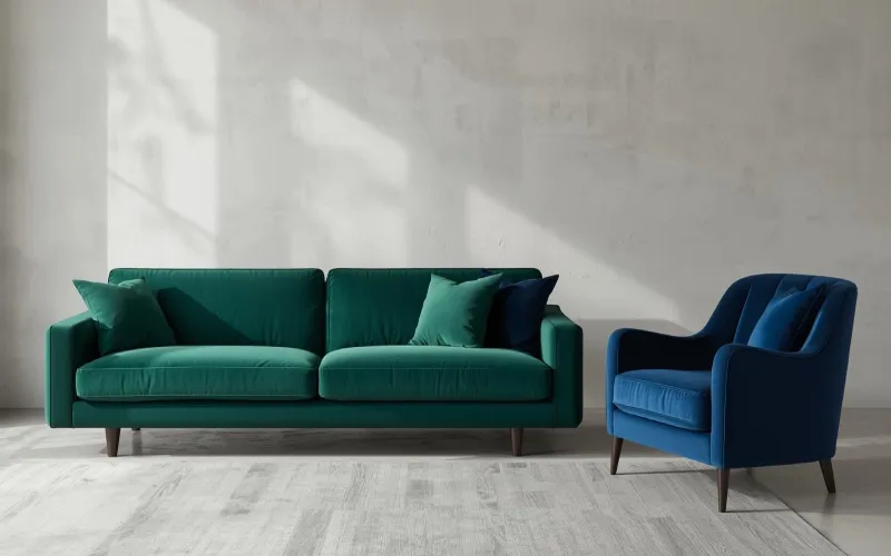 مبلمان با ترکیب رنگ سبز و آبی